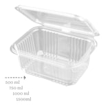 thumbnail of Envases para alimentos take away apto microondas, tapa con bisagra. Pack 50 unidades Fabricados en plástico PP y reutilizables. 750 ml