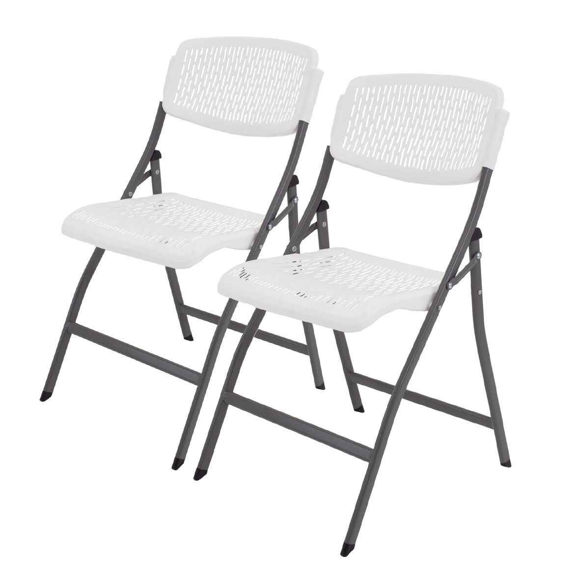 2x Klappstuhl 150 kg ergonomische Sitzform Gartenstuhl wetterfest Balkonstuhl in weiß