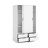 thumbnail of Line Kleiderschrank Schiebetürenschrank mit 2 Türen und 4 Schubladen, weiss.
