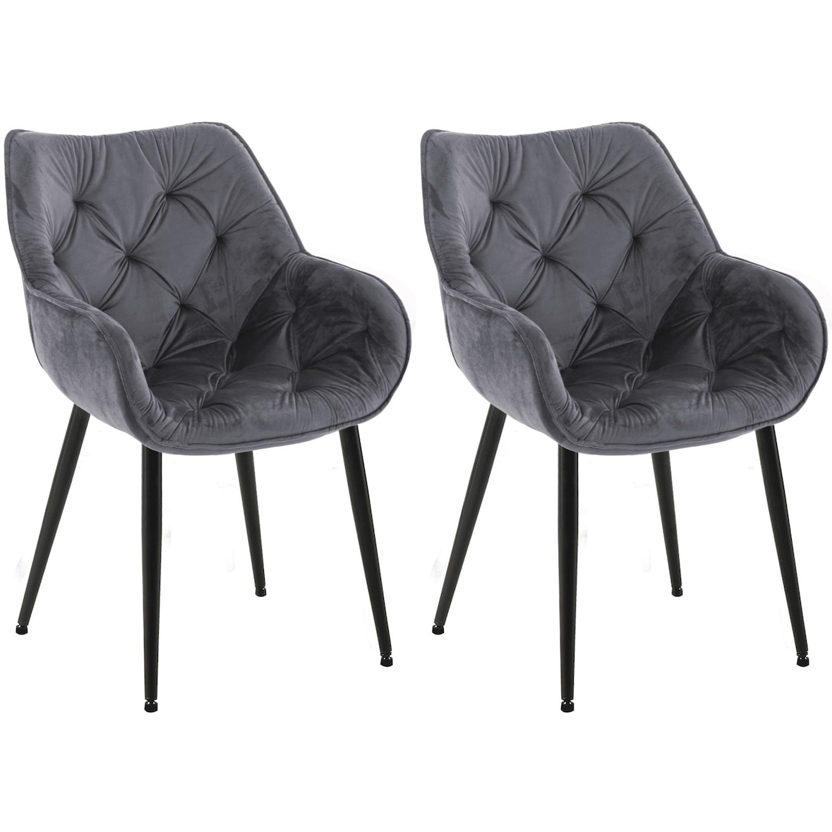 Lot de 2 chaises Tanna velours Gris foncé