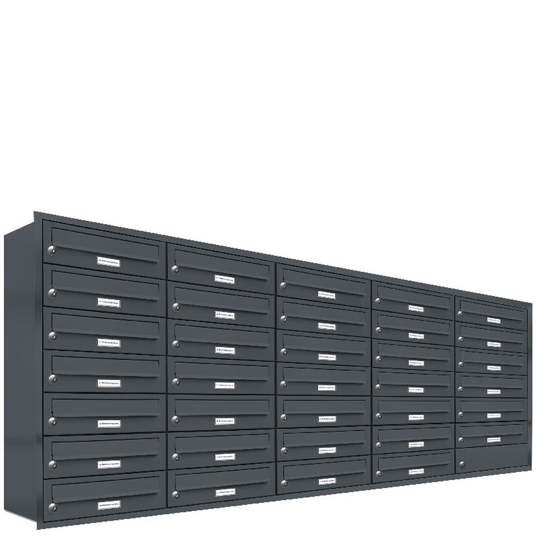 AL Briefkastensysteme 34 Fächer Premium Unterputz Briefkasten Anlage RAL 7016 Anthrazit Grau, Post A4, modern, wetterfest, Artikelnummer 132P34U5P7016