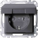 thumbnail of System M Steckdose, 1f, anthrazit, matt, Unterputz, horizontal/vertikal, mit Klappdeckel, IP20, Zentralplatte