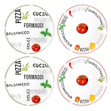 thumbnail of 4er Set Pizzateller Tomate Weiß mit Dekor Ø 31cm - 2x Grün & 2x Rot - 27020533