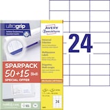 thumbnail of Avery Zweckform 6605 Universal-Etiketten, A4 mit ultragrip, Adressaufkleber, 70 x 37 mm, 65 Bogen/1.560 Etiketten, weiß