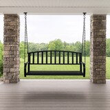 thumbnail of Relaxdays Hängebank, 2-Sitzer, Stahl, Gusseisen, HxBxT: 197 x 133 x 58 cm, Schaukelbank outdoor, Gartenschaukel, schwarz