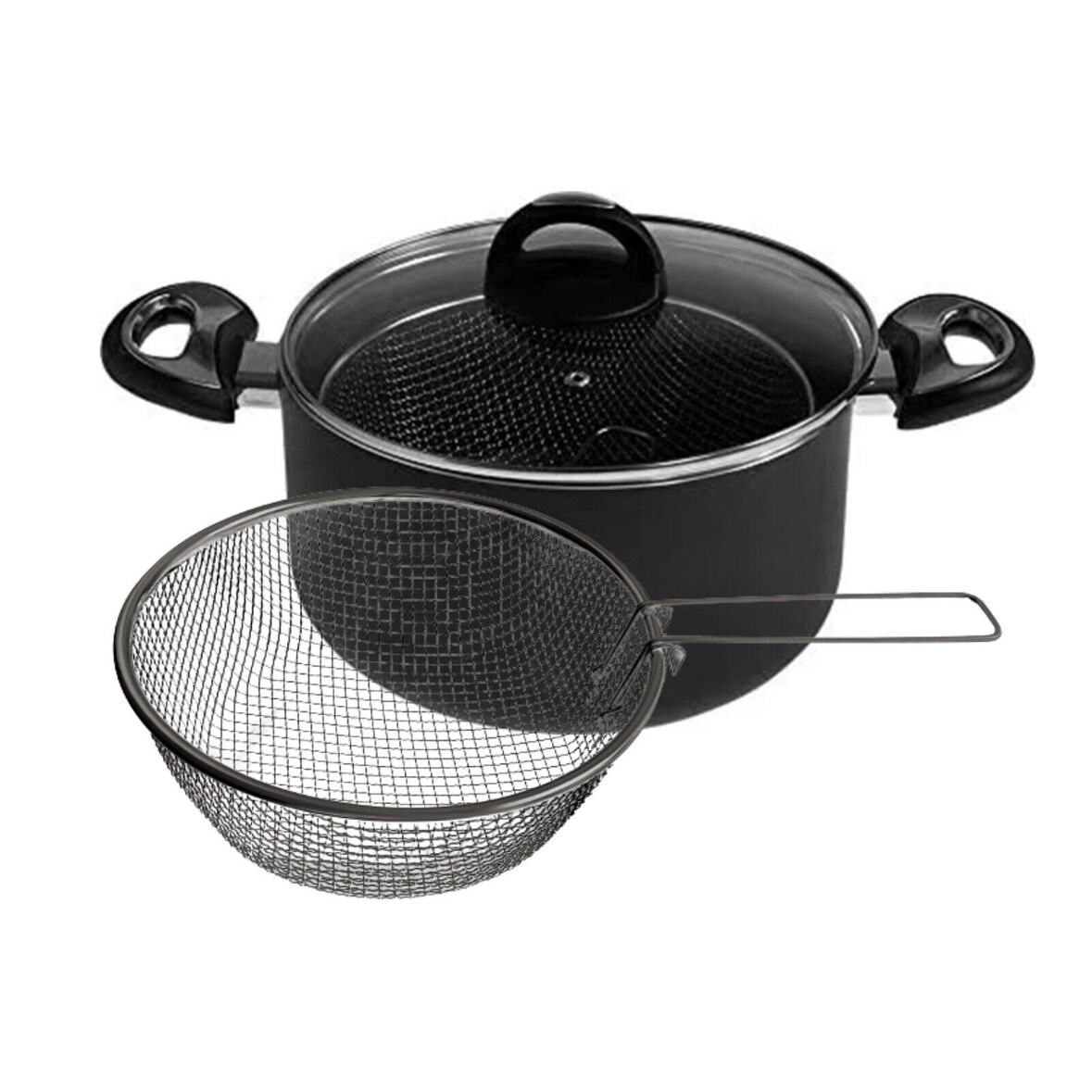 Frittier Topf 3 tgl. Induktion Korb Fritteuse Pfanne Pommes