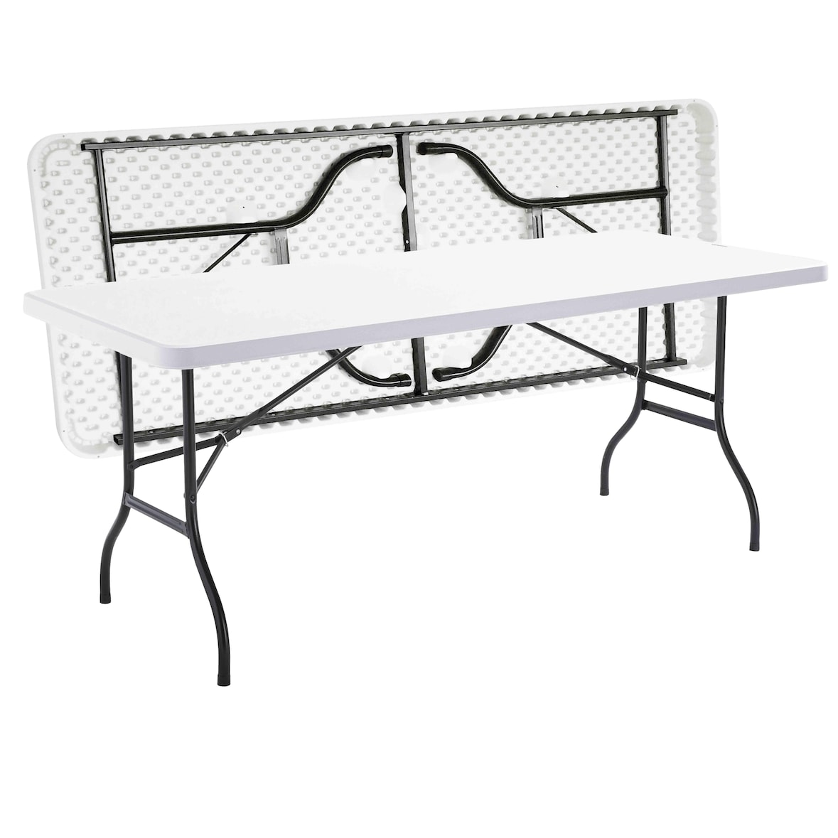 Mesa de jardín plegable 8 plazas Blanca - 180cm x 74cm x 75cm - Oviala