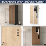 thumbnail of Umkleideschrank Spind OSLO - 4 Abteile mit Lüftungsschlitze | Umkleidespind Metall Schließfachschrank Garderobenspind, 185x80x45cm Weiß-Sonoma Eiche