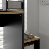 thumbnail of Mesa de ordenador moderna mesa de escritorio con estantes escritorio con estanterías soporte para monitor CPU 114x45x138 cm gris y natural