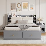 thumbnail of Massivholz-Kombibett 140x200 cm mit Kopfteil und Stauraum – elegantes Design und hohe Funktionalität Grau