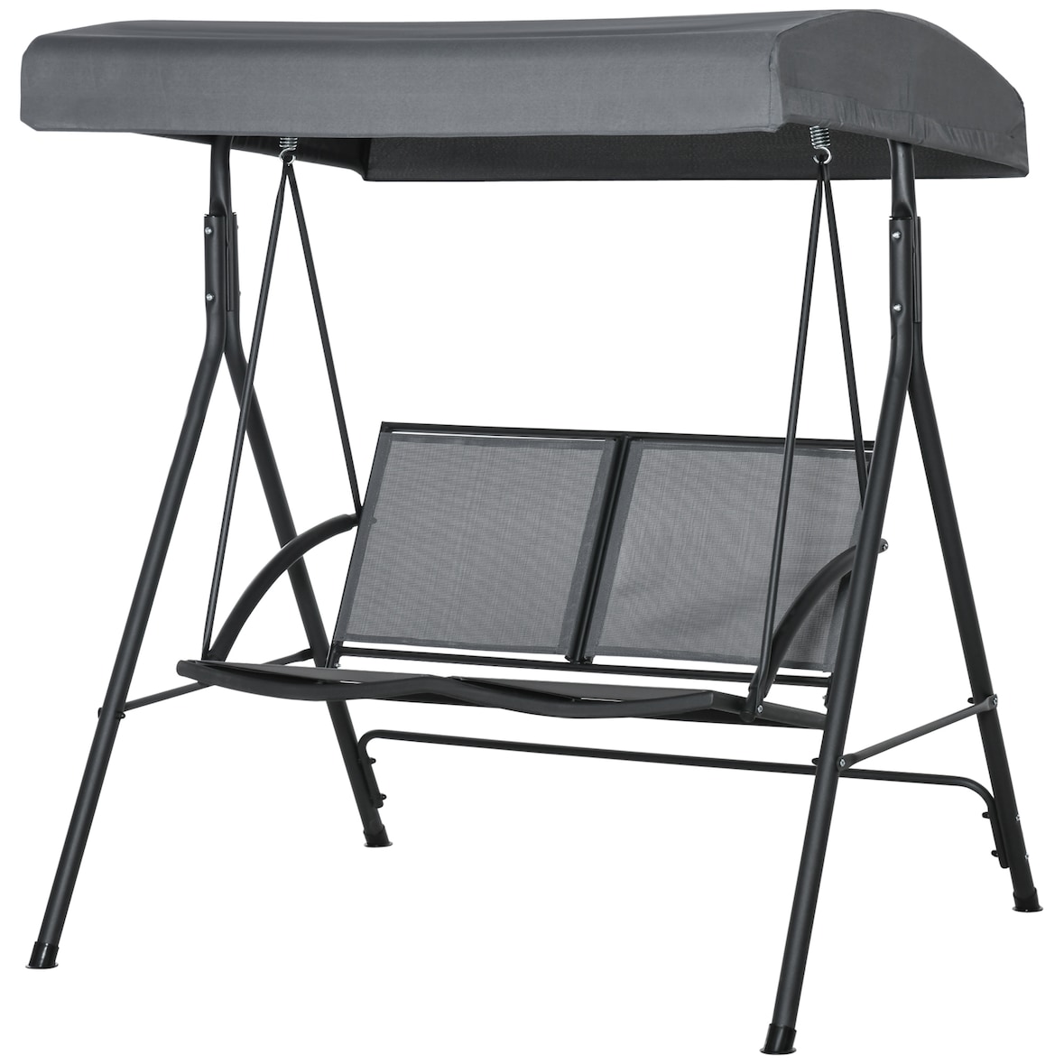 Outsunny Dondolo a 2 Posti da Giardino con Tettuccio Regolabile Grigio