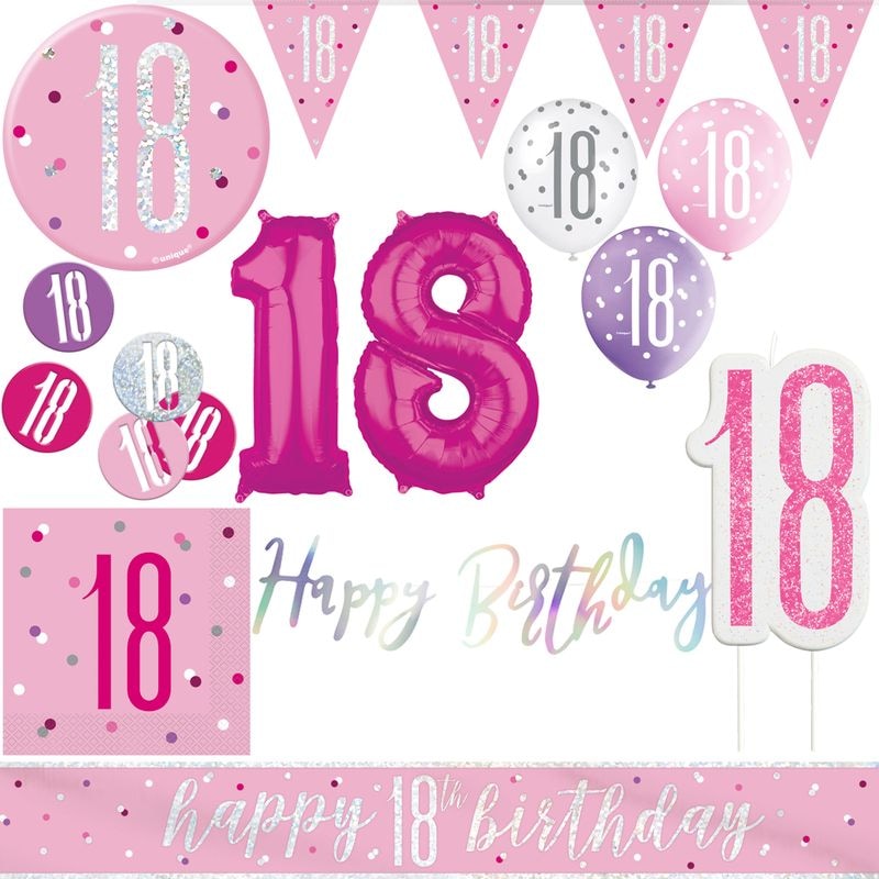 18. Geburtstag Deko pink silber Party Dekoration Set Frau Geburtstagsdeko Jubiläum