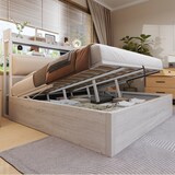 thumbnail of Bettrahmen 180x200 cm mit hydraulischer Hebevorrichtung und USB – Vintage-Design aus Holz und Metall, weiß