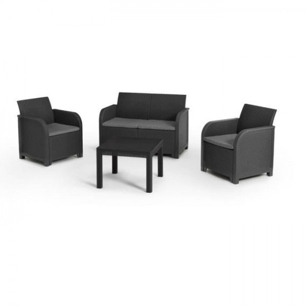 Salon de jardin en résine – Allibert by KETER - 4 personnes – SAN REMO – Gris graphite ALLIBERT by KETER