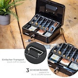 thumbnail of HMF Geldkassette abschließbar, Kasse mit Euro Münzzählbrett, 3 Banknotenfächer, 25 x 18 x 9 cm, Schwarz