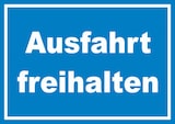thumbnail of Ausfahrt freihalten Schild weiß-blau A3 Rückseite selbstklebend