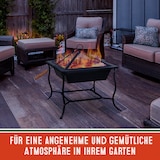 thumbnail of GARDEBRUK® Feuerschale mit Funkenschutz Schürhaken 45x45cm Eckig Stahl Feuerstelle Feuerkorb Terrassenofen Garten