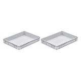 thumbnail of PROREGAL 2x Euro-Norm Großbehälter | HxBxT 12x60x80cm | 49 Liter | Glatter Boden | Grau  | Eurobehälter, Transportbox, Transportbehälter