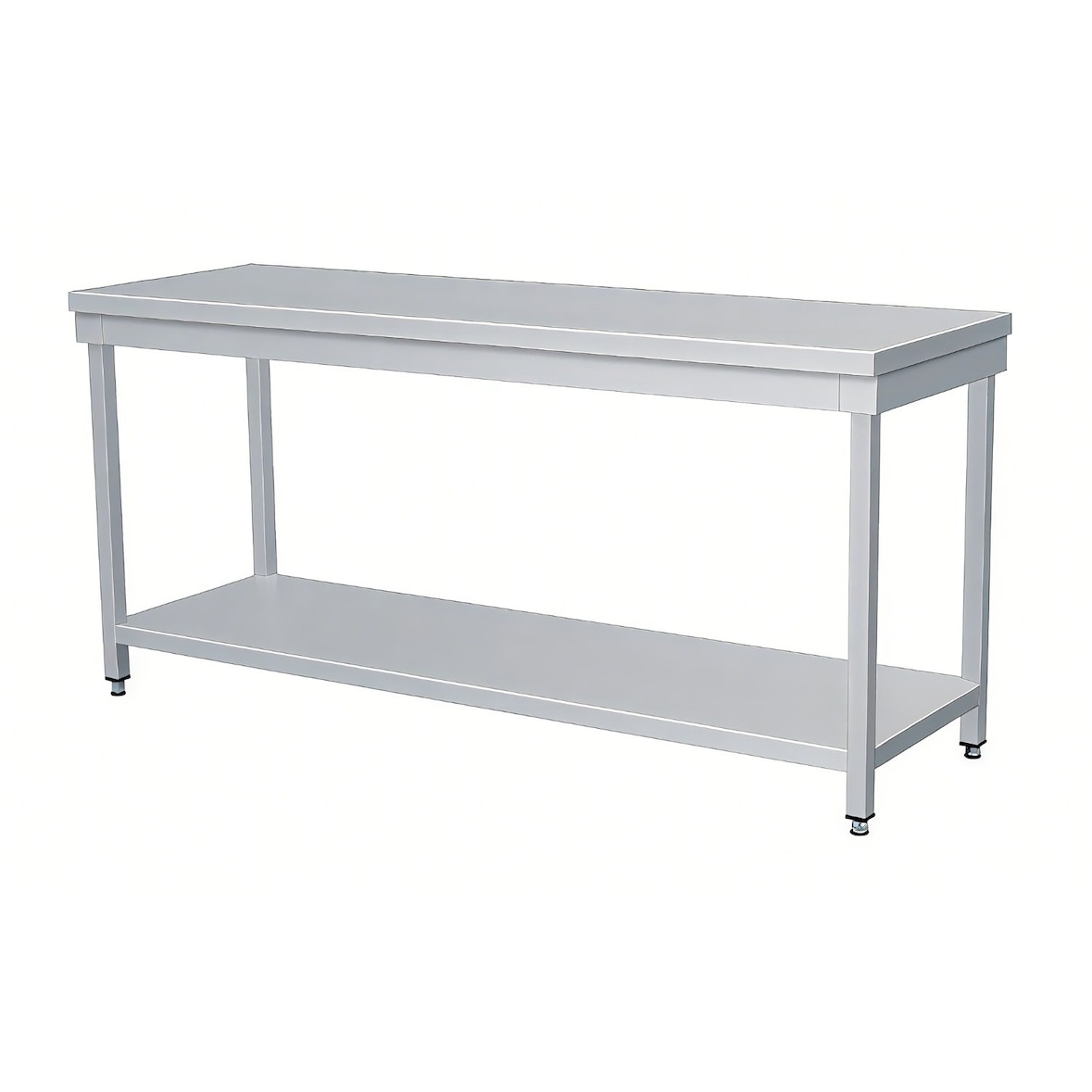 Edelstahltisch 60x60x85h cm auf Beinen mit VS-Bodenplatte