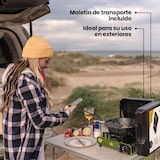 thumbnail of ELMA Hornillo Camping Gas Dual Outer Start Portátil, Incluye Maletín, Regulador Llama Variable, 34x28x11 cm, 2,3 kW, Verde.