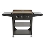 thumbnail of aro 3-pits gasgrillplaat, grilloppervlak 73 × 55 cm, met zijtafel, verrijdbaar, roestvrij staal, zwart