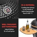 thumbnail of Queensize Kamado Grill Thermometer abnehmbare Seitenteile schwarz Schwarz
