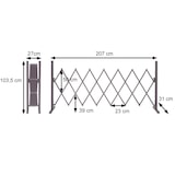 thumbnail of HWC-B34, cancello a forbice, protezione animali telescopica, alluminio marrone ~ altezza 103cm, larghezza 27-207cm