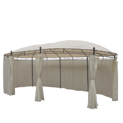 Pavillon Stahl pulverbeschichtet oval 5,3 x 3,5 m Dach und Seitenteile beige : Beige