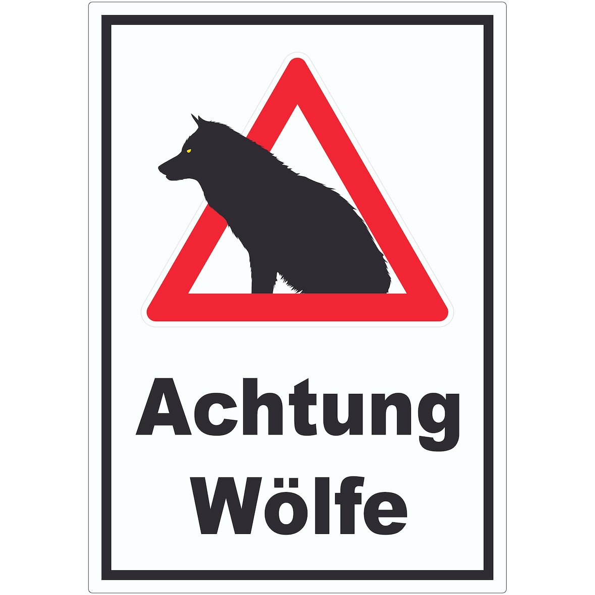 Achtung Wölfe Aufkleber A9 (37x52mm)