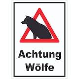 thumbnail of Achtung Wölfe Aufkleber A9 (37x52mm)