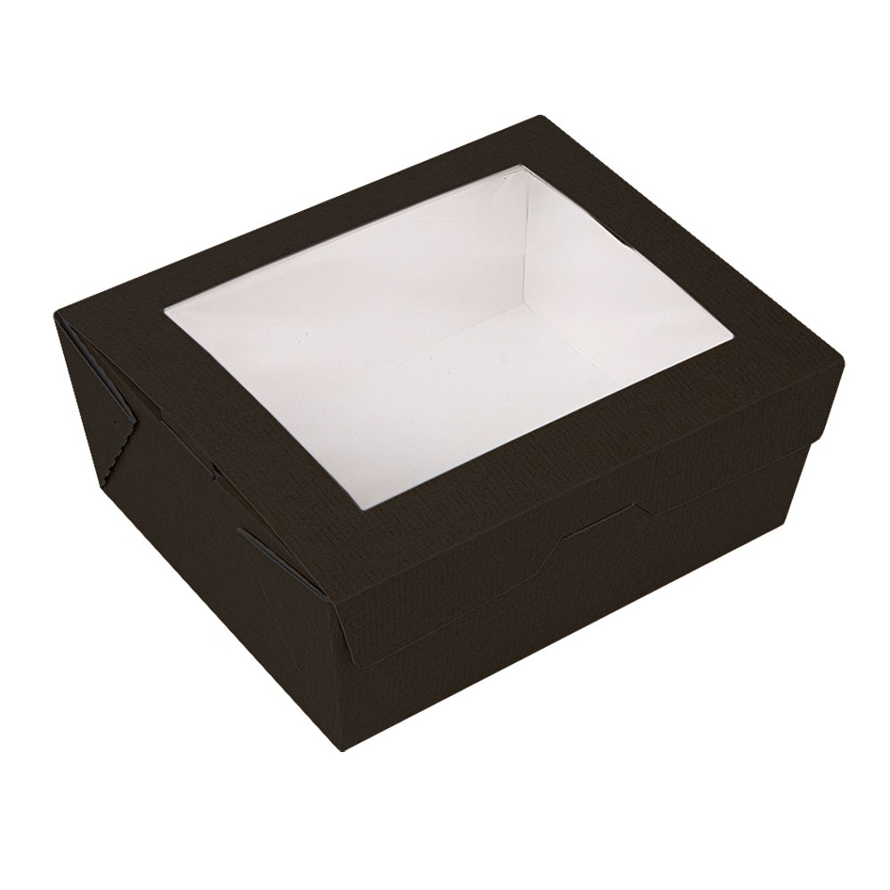 Cajas Con Ventana 'Thepack' 1350 Ml 230 G/M2 + Opp 15,3X12,1X6,4 Cm Negro Cartón Ondulado Nano-Micro (200 Unidades)