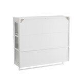 thumbnail of Wandschrank Bad Hängeschrank 88x26x83 cm Weiß mit 3 Türen Riffelglas Handtuchstange und offenem Fach, modernes minimalistisches Design