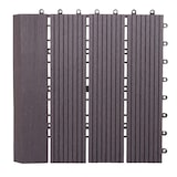 thumbnail of WPC Bodenfliese Rhone + Abschluss, Holzoptik Balkon/Terrasse, 11x je 30x30cm = 1qm Premium ~ anthrazit linear senkrecht