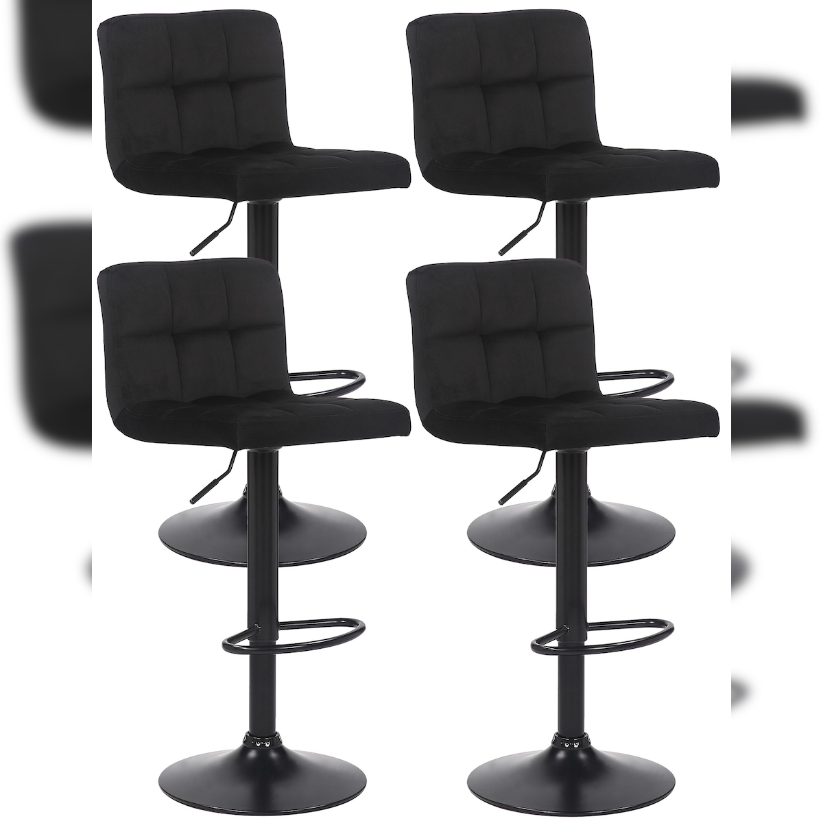 CLP 4er Set Barhocker Feni Samt schwarz