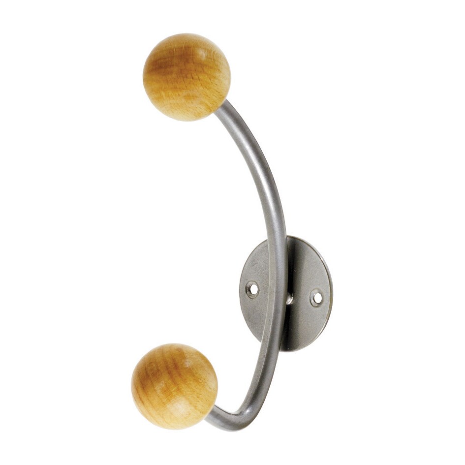 Appendiabiti a muro 2 pomelli, in metallo satinato