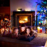 thumbnail of Relaxdays Kaminschutzgitter 5 Elemente, Kamingitter Kinderschutz, Stahl, mit Tür, Kamin Absperrgitter, H: 75 cm, schwarz