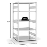 thumbnail of PROREGAL Fachbodenregal Stecksystem | Grundregal | HxBxT 200x100x80cm | 5 Ebenen | Fachlast 330 kg | Beidseitig nutzbar | Lichtgrau