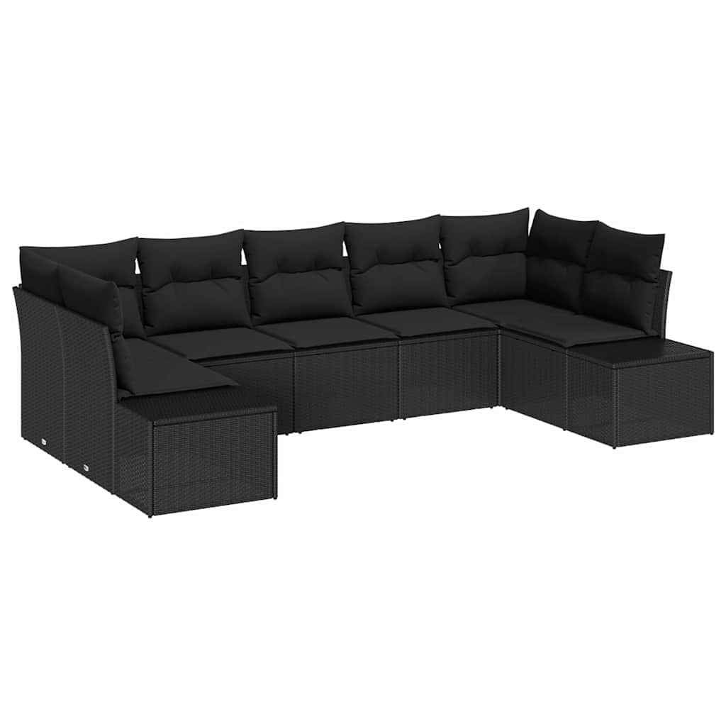 vidaXL Garten-Sofa-Set 7 pcs Schwarz 289 x 154 x 85 cm Poly Rattan