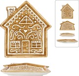 thumbnail of Lebkuchenhaus Teller mit Schornstein Steingut hellbraun Servier-Platte Kekse
