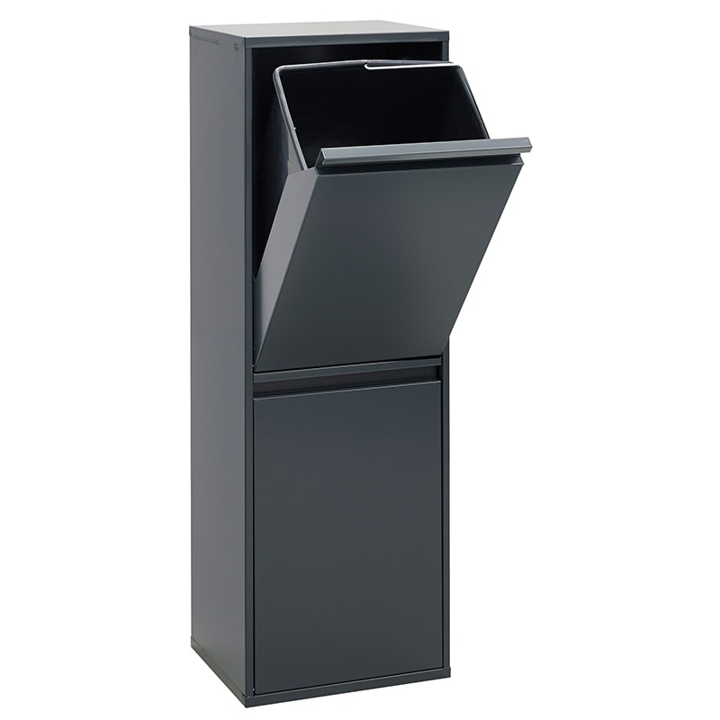 ARREGUI Basic CR204-B Recycling Abfalleimer / Mülleimer aus Stahl mit 2 Inneneimern, 2 Fach Mülltrennsystem, 2 x 17L (34 L), anthrazit/ dunkelgrau