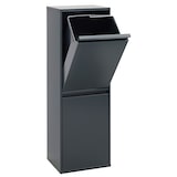 thumbnail of ARREGUI Basic CR204-B Recycling Abfalleimer / Mülleimer aus Stahl mit 2 Inneneimern, 2 Fach Mülltrennsystem, 2 x 17L (34 L), anthrazit/ dunkelgrau