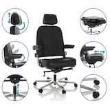 thumbnail of Silla de oficina / sillón ejecutivo 24 HOURS F cuero negro hjh OFFICE