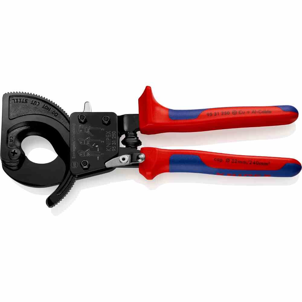 KNIPEX Kabelschaar, mechanisch éénhandig, Ø32mm, 240mm², L250mm, geïsoleerd, geschikt