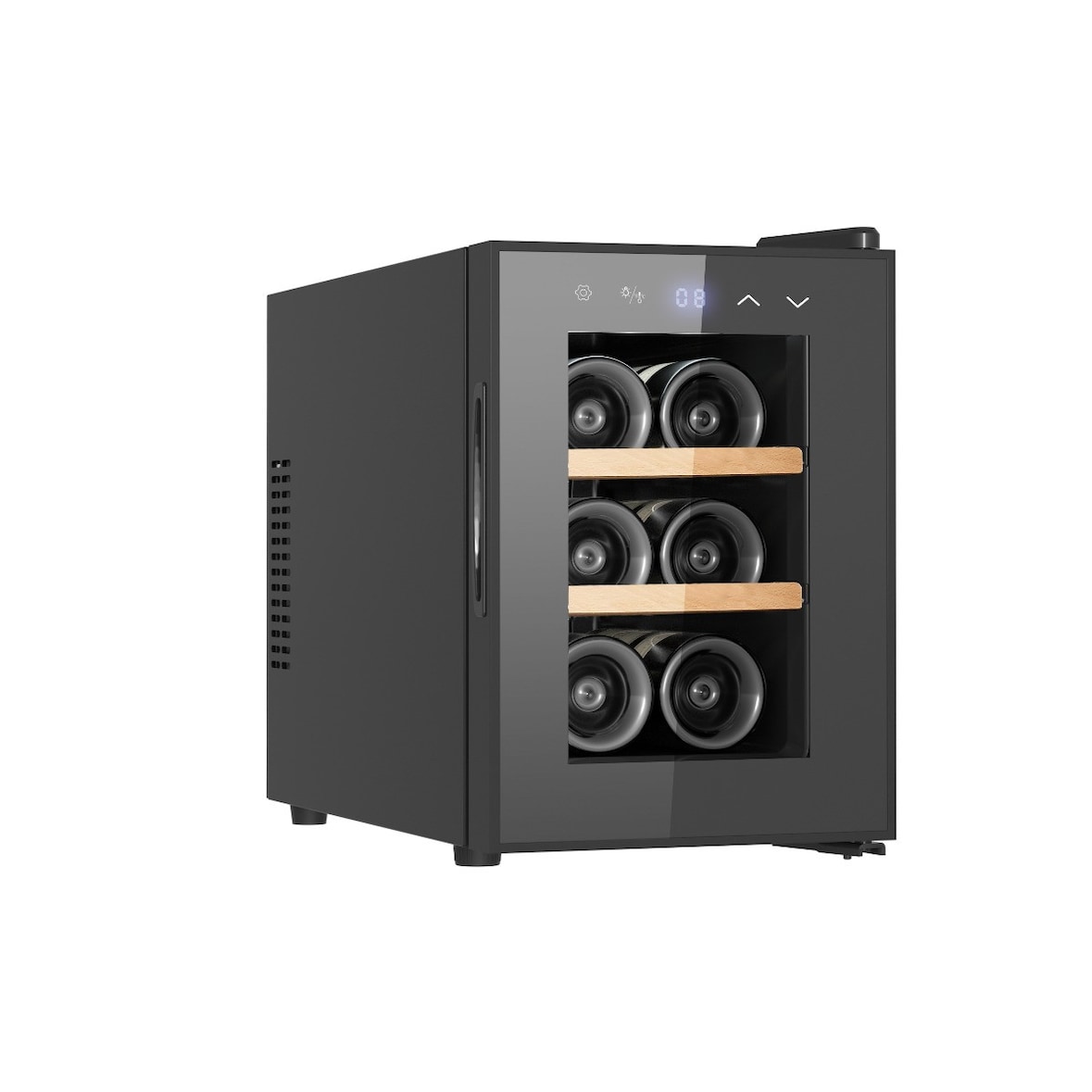 Vinata Sena Wijnklimaatkast Vrijstaand - Zwart - Wijnkoelkast 6 flessen - 39.3 x 26.5 x 49.5 cm - Wijnkast glazen deur