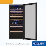 thumbnail of Exquisit Weinkühlschrank 2 Zonen, Platz für 114 Flaschen, 220 l, Umluftventilator, 9 Holzablagen, Temperaturanzeige, WS2-114-GTE-160G schwarz