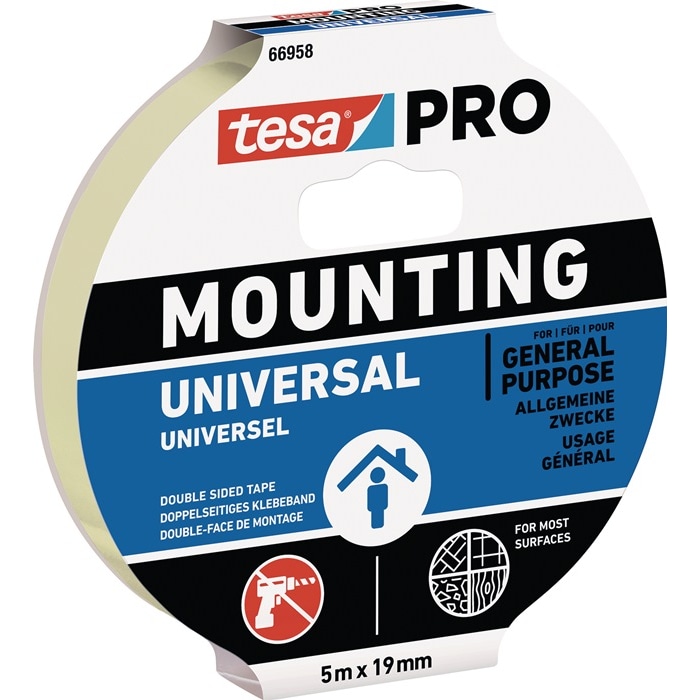 Montageband Mounting PRO Univ.66958 weiß L.5m B.19mm TESA