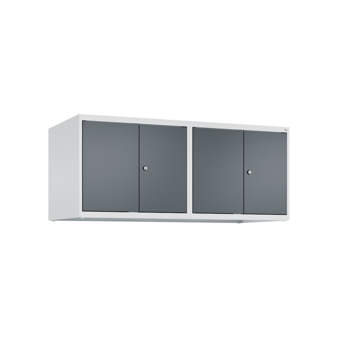 C+P Doppelter Aufsatzschrank Classic PLUS, 4 Abteile, HxBxT 50x120x50cm, Zylinderschloss, Hellgrau/Anthrazit von PROREGAL