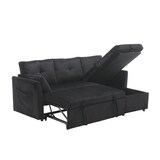 thumbnail of Merax 3-Sitzer Schlafsofa mit Stauraum – Modulares Ecksofa aus Cord, bequemes Sofabett, Schwarz