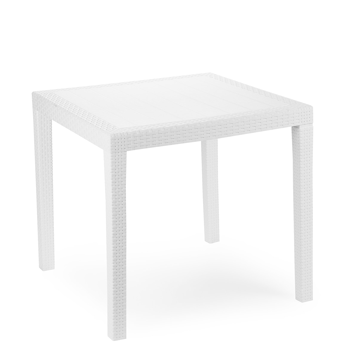 Bistrotisch King, Kunststoff, 79 x 79 cm, Rattan Optik, weiß