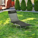 thumbnail of Tumbona Plegable y Reclinable con Reposacabezas y Respaldo Ajustable Negro